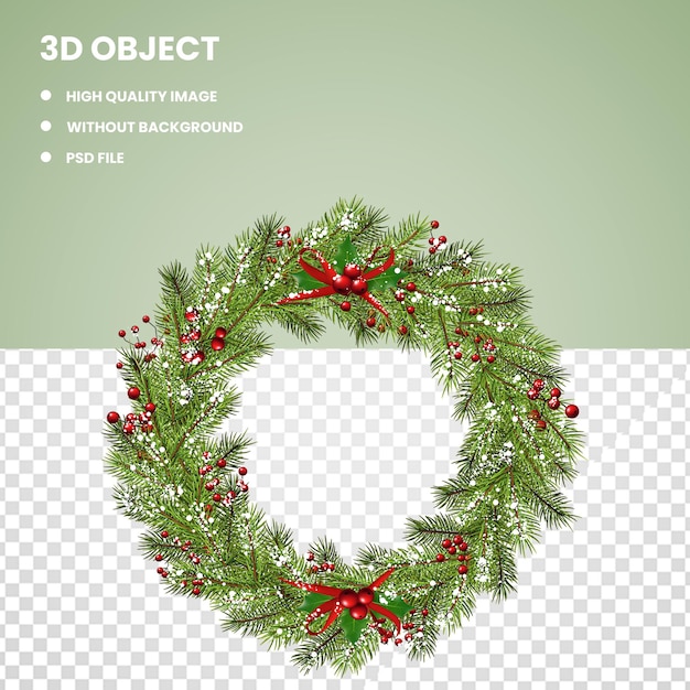 PSD christmas ornament wreath with red cherry