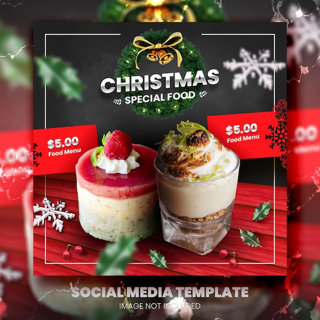 Christmas package menu social media post square banner template