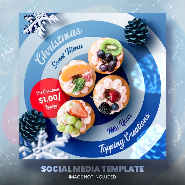 Christmas package menu social media post square banner template