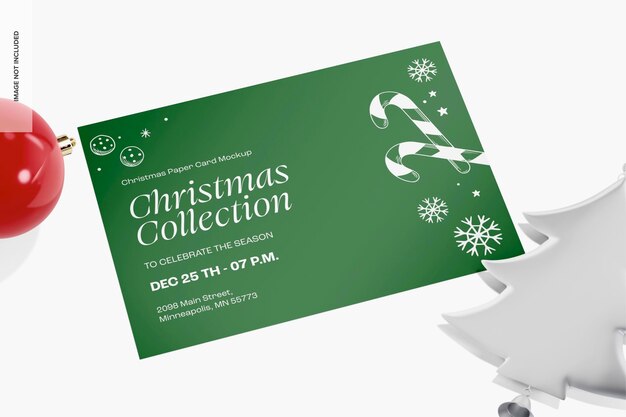 PSD christmas paper card mockup, left view 02