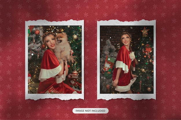 Christmas paper photo mockup