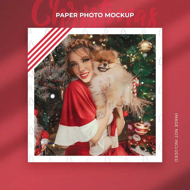 Christmas paper photo mockup