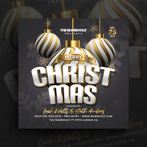 Christmas party flyer invitation social media post and web banner