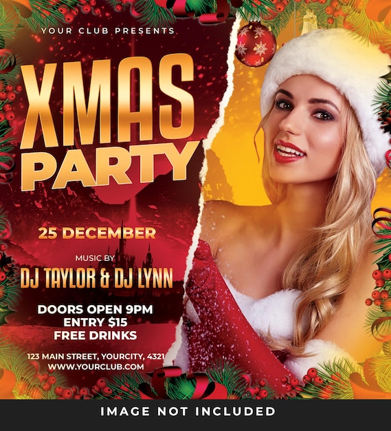 PSD christmas party flyer psd template