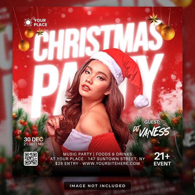 PSD christmas party flyer and social media post template