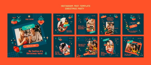 PSD christmas party instagram posts collection