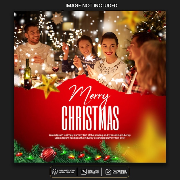 Christmas party social media post design template