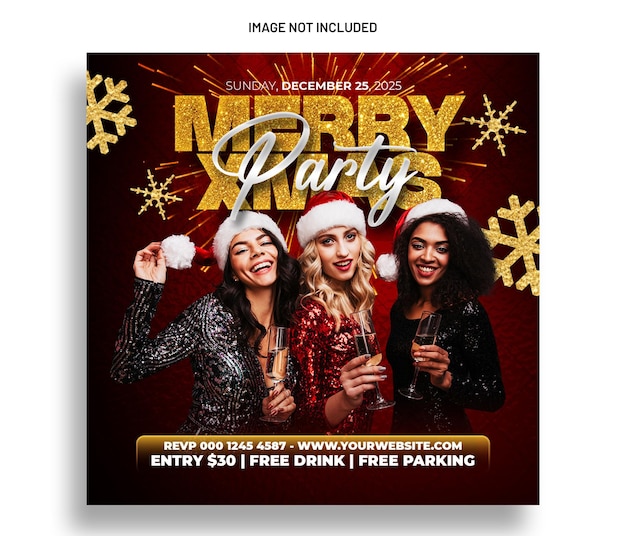 PSD christmas party social media post and flyer template design