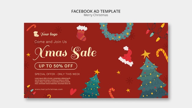 Christmas party social media promo template