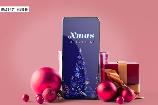 PSD mockup del telefono di natale