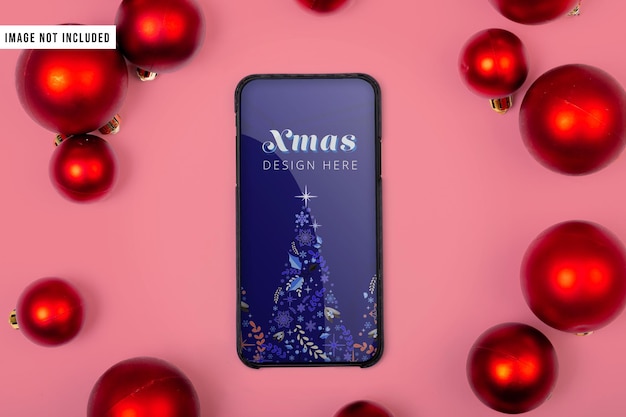 PSD mockup del telefono di natale