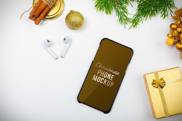 Mockup di telefono di natale