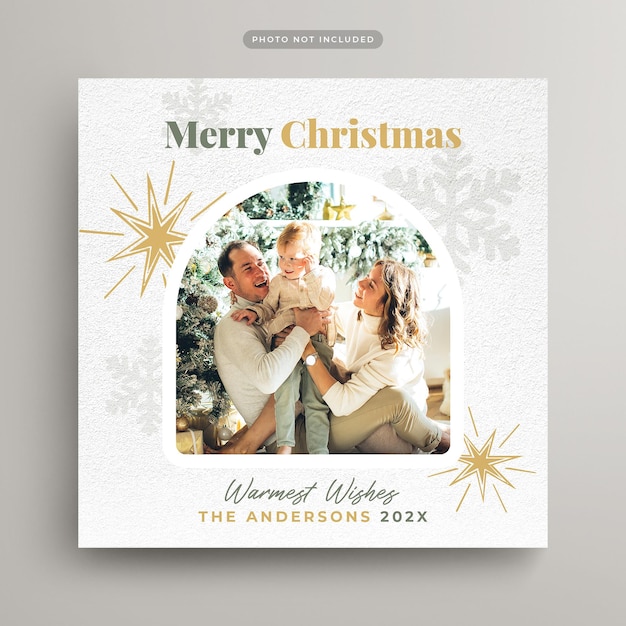 PSD instagram ソーシャル メディアの投稿と web バナーのクリスマス フォト カード