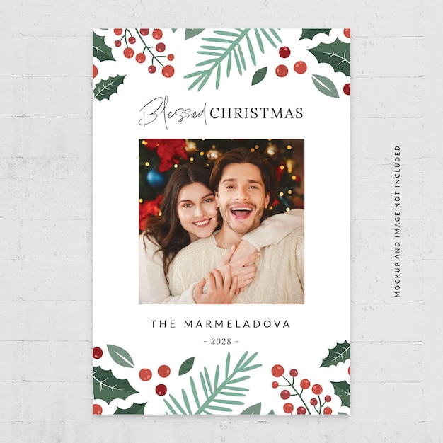 PSD christmas photo card greetings card flyer template