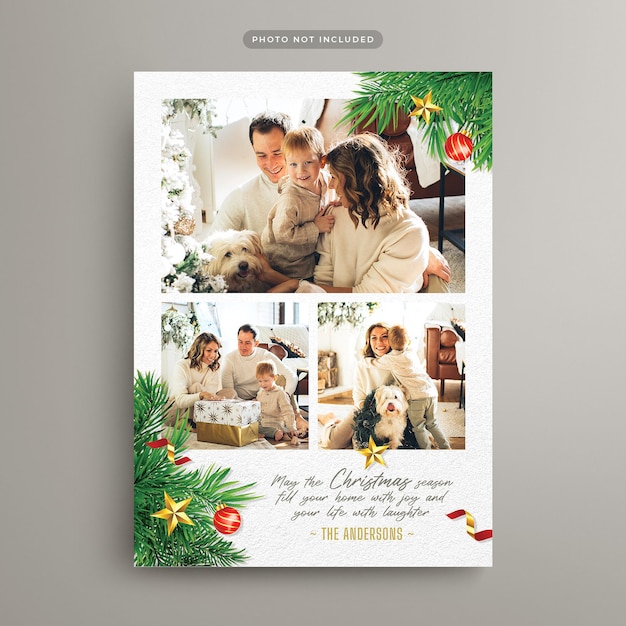 PSD christmas photo card for instagram social media post and web banner