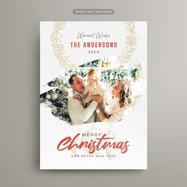 PSD christmas photo card for instagram social media post and web banner