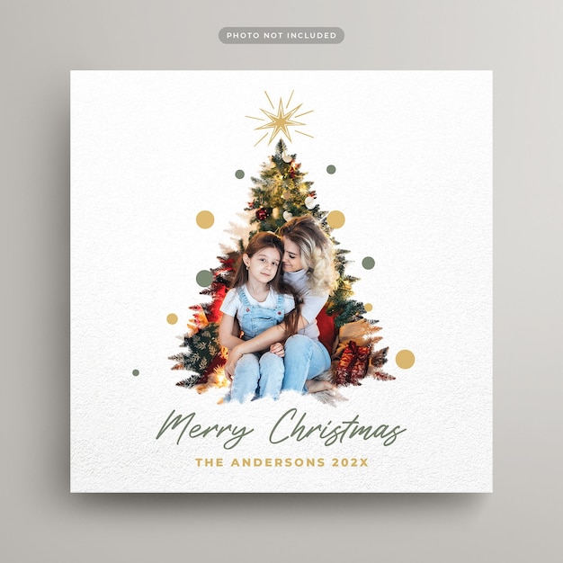 PSD christmas photo card for instagram social media post and web banner