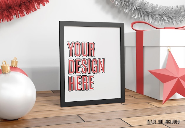 PSD christmas photo frame mockup