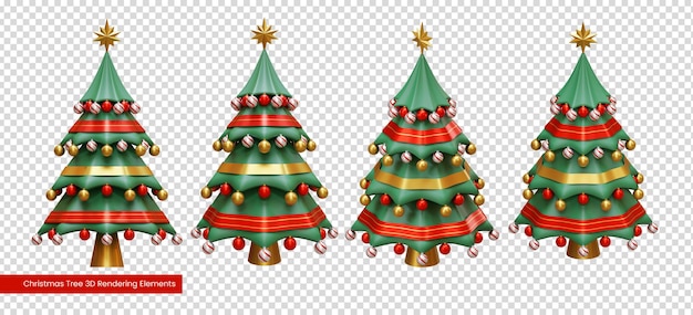 Elementi di rendering 3d dell'albero di pino di natale