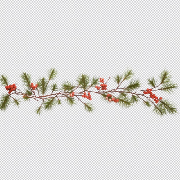 PSD christmas pine tree branch decoration