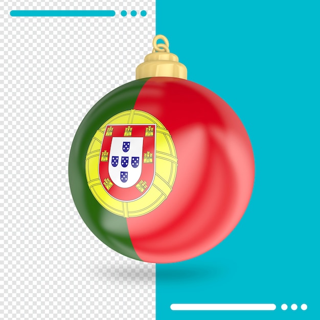 Christmas Portugal flag 3d rendering isolated