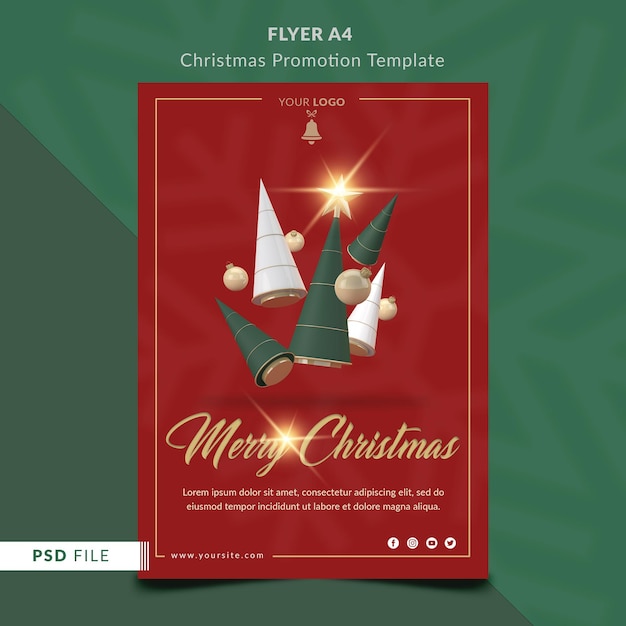 PSD christmas poster red color template