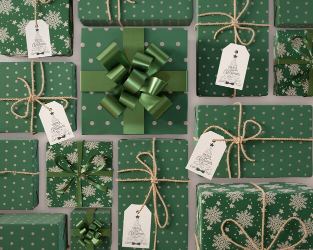 PSD christmas present collection with tags