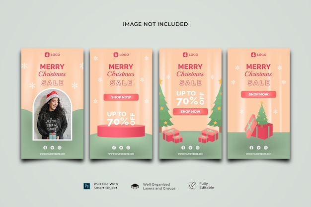 Christmas promotion sale social media instagram story template collection