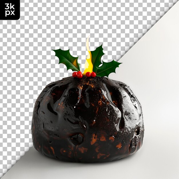 PSD christmas pudding isolated on transparent background