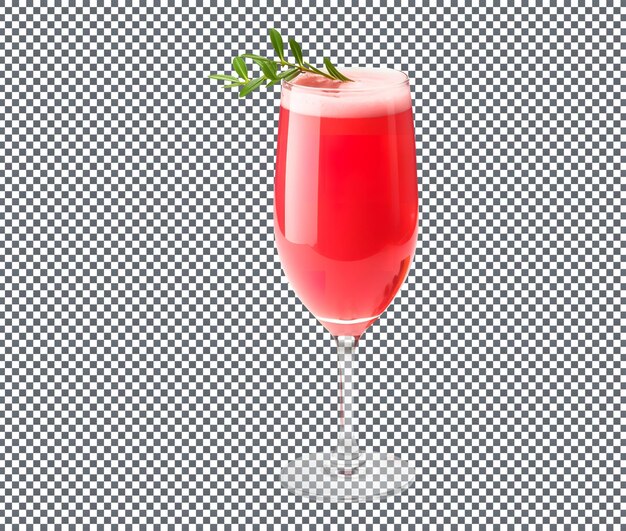 Christmas red cranberry mimosa cocktail in glass isolated on transparent background
