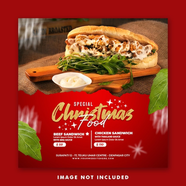 Christmas Restaurant Food Menu Social Media Post Square Banner Template