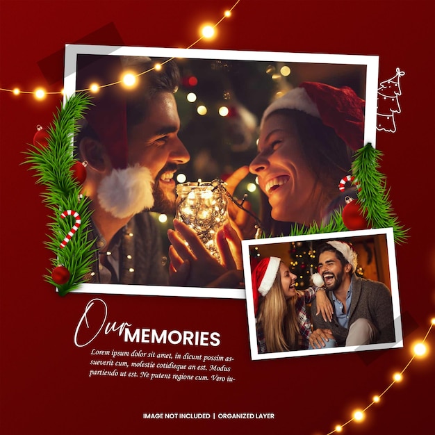 Christmas Romantic Photo Frame Mockup