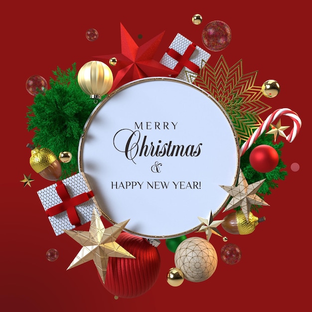 christmas round podium with toys and decorations