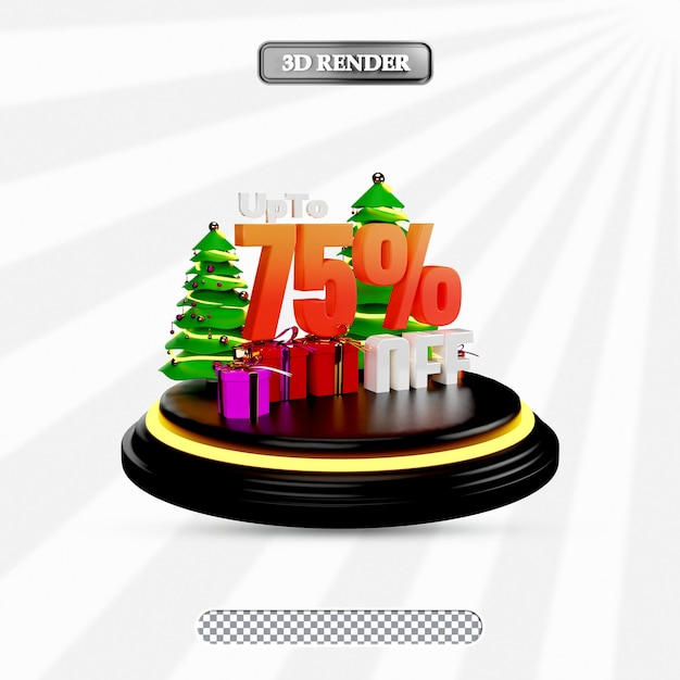 Christmas sale 75 percent discount 3d illustration