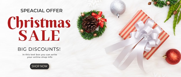 Christmas sale banner with discount template