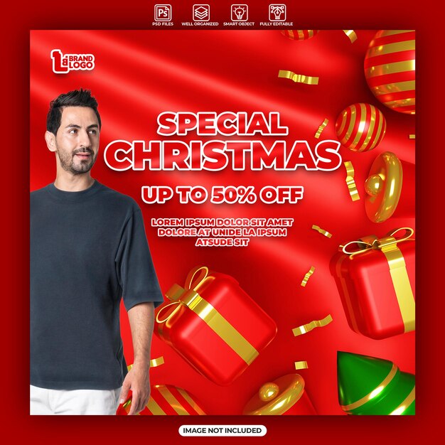 PSD christmas sale event poster and banner design