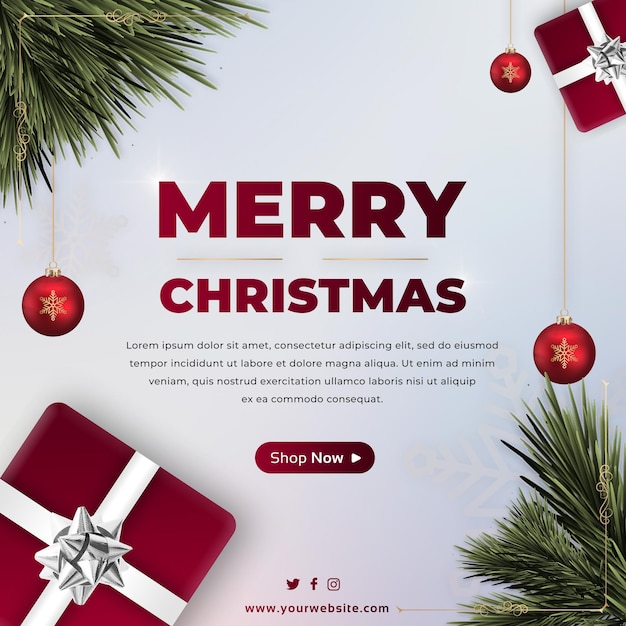 Christmas sale instagram post and social media post banner template design