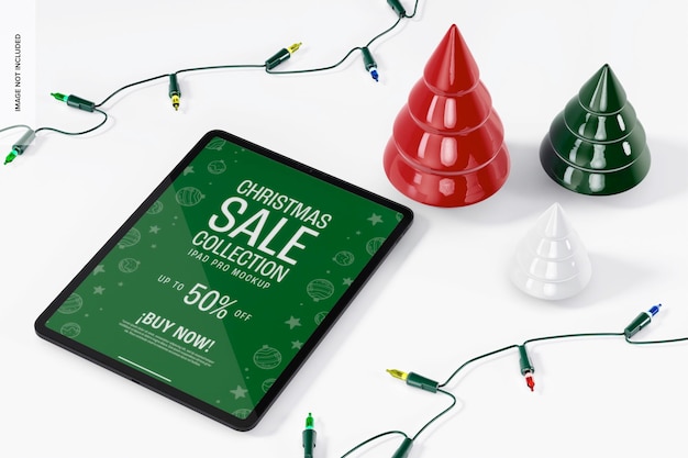 PSD christmas sale ipad pro mockup, right view