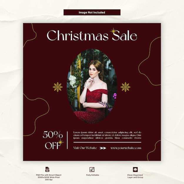 Vendita di natale luxury fashion sconto instagram post modello di social media