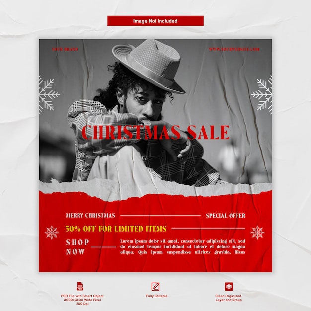 Christmas sale man fashion and apparel instagram post social media template