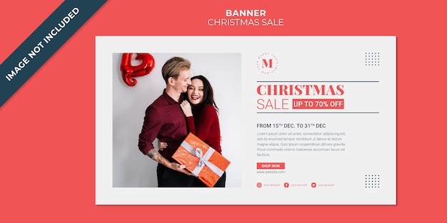 PSD christmas sale minimalist banner template