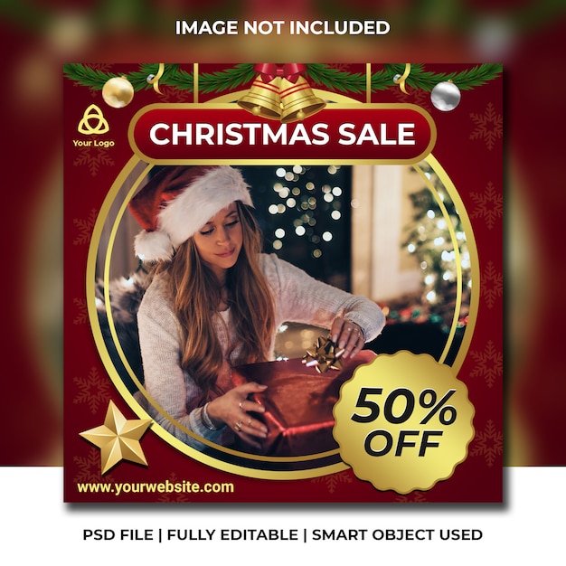 PSD christmas sale post for instagram