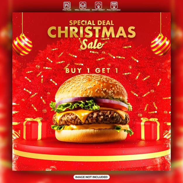 PSD christmas sale promotion in 3d style poster template