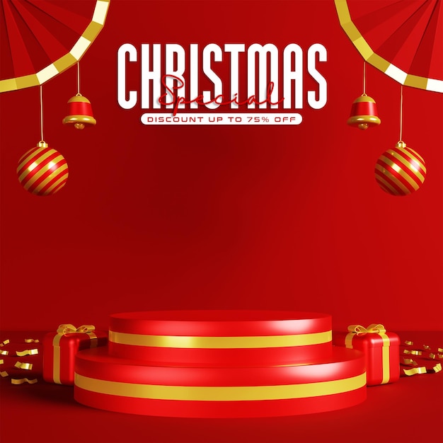 Christmas sale promotion with 3d podium for product display template