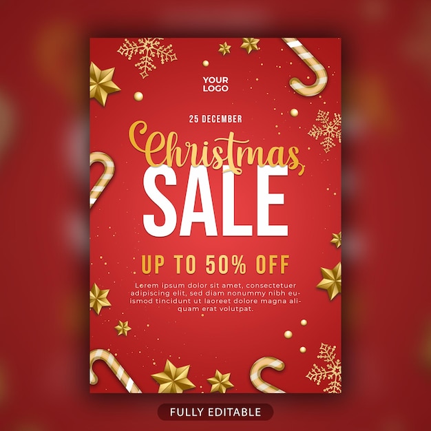 PSD christmas sale social media post banner template a4