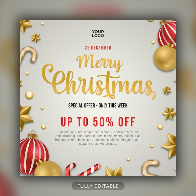 PSD christmas sale social media post banner template