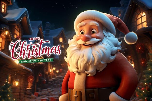 PSD christmas santa claus and happy new year background