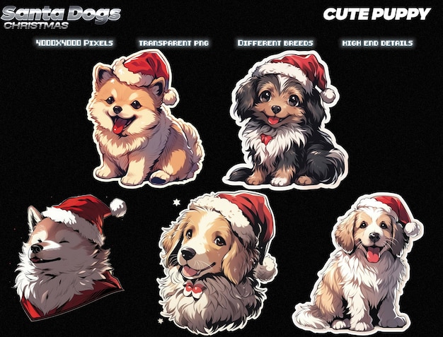 PSD christmas santa dogs creative pngs