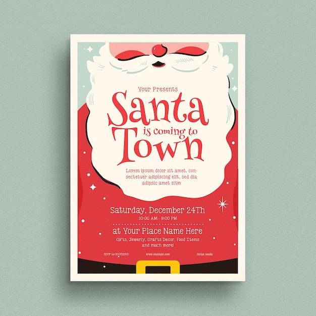 PSD christmas santa town event flyer