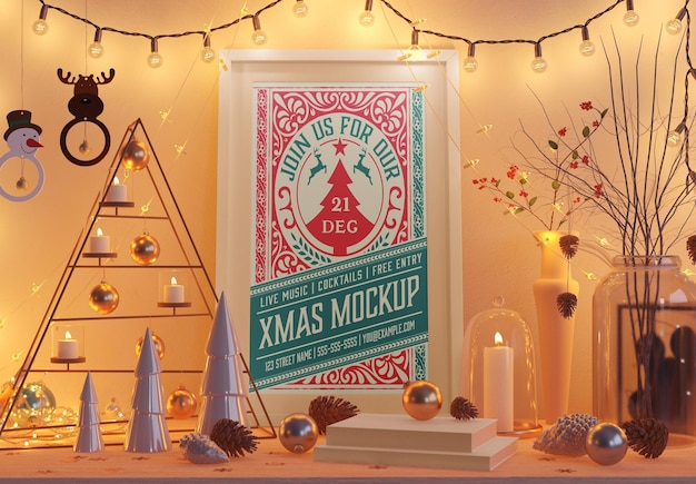 Christmas scene poster mockup